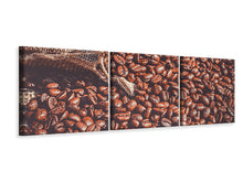 Laden Sie das Bild in den Galerie-Viewer, Panorama Leinwandbild 3-teilig Viele Kaffeebohnen