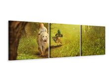 Laden Sie das Bild in den Galerie-Viewer, Panorama Leinwandbild 3-teilig Wald Ausflug