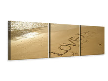 Laden Sie das Bild in den Galerie-Viewer, Panorama Leinwandbild 3-teilig Zeichen im Sand