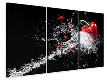 Laden Sie das Bild in den Galerie-Viewer, Leinwandbild 3-teilig Paprika Splash XL
