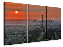 Laden Sie das Bild in den Galerie-Viewer, Leinwandbild 3-teilig Paris im Abendlicht