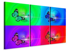 Laden Sie das Bild in den Galerie-Viewer, Leinwandbild 3-teilig Pop Art Bunte Schmetterling