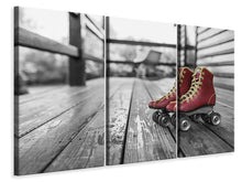 Laden Sie das Bild in den Galerie-Viewer, Leinwandbild 3-teilig Retro Rollschuhe