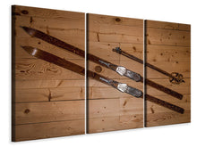 Laden Sie das Bild in den Galerie-Viewer, Leinwandbild 3-teilig Retro Ski