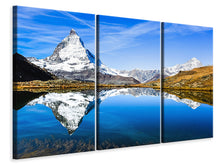 Laden Sie das Bild in den Galerie-Viewer, Leinwandbild 3-teilig Riffelsee Zermatt