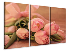 Laden Sie das Bild in den Galerie-Viewer, Leinwandbild 3-teilig Romantischer Tulpenstrauss