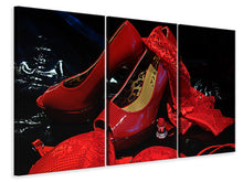 Laden Sie das Bild in den Galerie-Viewer, Leinwandbild 3-teilig Rote High Heels