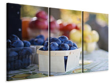 Laden Sie das Bild in den Galerie-Viewer, Leinwandbild 3-teilig Schalen mit Obst