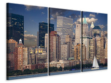 Laden Sie das Bild in den Galerie-Viewer, Leinwandbild 3-teilig Segeltörn New York