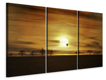 Laden Sie das Bild in den Galerie-Viewer, Leinwandbild 3-teilig Sonnenuntergang mit Heissluft Ballon