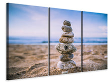 Laden Sie das Bild in den Galerie-Viewer, Leinwandbild 3-teilig Steinstapel am Strand