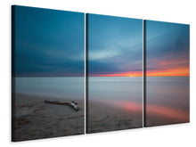 Laden Sie das Bild in den Galerie-Viewer, Leinwandbild 3-teilig Strand im Abendrot
