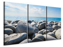 Laden Sie das Bild in den Galerie-Viewer, Leinwandbild 3-teilig Strand Steine