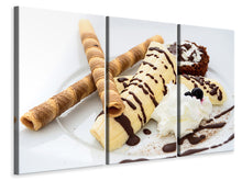 Laden Sie das Bild in den Galerie-Viewer, Leinwandbild 3-teilig Süsses Dessert