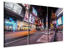Laden Sie das Bild in den Galerie-Viewer, Leinwandbild 3-teilig Times Square bei Nacht