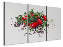 Laden Sie das Bild in den Galerie-Viewer, Leinwandbild 3-teilig Tomaten und Thymian