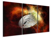 Laden Sie das Bild in den Galerie-Viewer, Leinwandbild 3-teilig Ufo im All