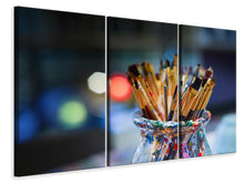 Laden Sie das Bild in den Galerie-Viewer, Leinwandbild 3-teilig Viele Pinsel
