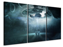 Laden Sie das Bild in den Galerie-Viewer, Leinwandbild 3-teilig Vorsicht Ufo