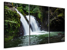 Laden Sie das Bild in den Galerie-Viewer, Leinwandbild 3-teilig Wasserfall im Abendlicht
