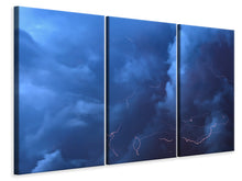 Laden Sie das Bild in den Galerie-Viewer, Leinwandbild 3-teilig Wildes Gewitter