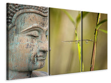 Laden Sie das Bild in den Galerie-Viewer, Leinwandbild 3-teilig XL Buddha Kopf