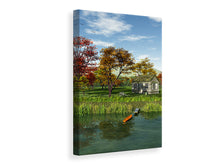Laden Sie das Bild in den Galerie-Viewer, Leinwandbild Haus am See