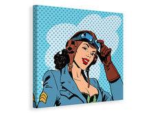 Laden Sie das Bild in den Galerie-Viewer, Leinwandbild Pop Art Pilotin
