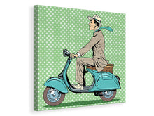 Laden Sie das Bild in den Galerie-Viewer, Leinwandbild Pop Art Vespafahrer