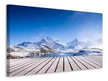 Laden Sie das Bild in den Galerie-Viewer, Leinwandbild Sonnenterrasse am Schweizer Bergsee