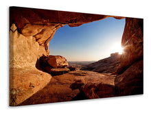 Laden Sie das Bild in den Galerie-Viewer, Leinwandbild Sonnenuntergang vor der Höhle