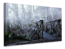 Laden Sie das Bild in den Galerie-Viewer, Leinwandbild Alte Holzbrücke im Wald