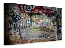 Laden Sie das Bild in den Galerie-Viewer, Leinwandbild Graffiti in alter Lagerhalle