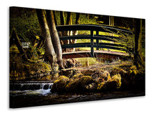 Laden Sie das Bild in den Galerie-Viewer, Leinwandbild Holzbrücke im Wald