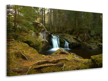 Laden Sie das Bild in den Galerie-Viewer, Leinwandbild Kleiner Wasserfall im Wald