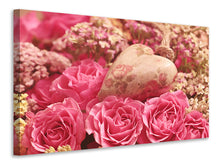 Laden Sie das Bild in den Galerie-Viewer, Leinwandbild Romantische Rosen mit Herz
