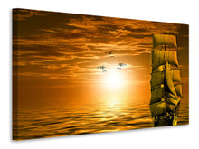 Laden Sie das Bild in den Galerie-Viewer, Leinwandbild Segelschiff im Sonnenuntergang