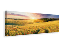 Laden Sie das Bild in den Galerie-Viewer, Leinwandbild Panorama Ein Blumenfeld bei Sonnenaufgang