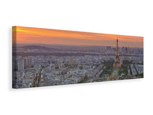 Laden Sie das Bild in den Galerie-Viewer, Leinwandbild Panorama Skyline Paris bei Sonnenuntergang