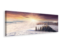 Laden Sie das Bild in den Galerie-Viewer, Leinwandbild Panorama Sonnenaufgang Winterlandschaft