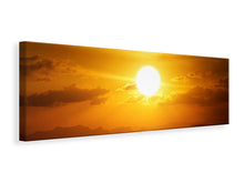 Laden Sie das Bild in den Galerie-Viewer, Leinwandbild Panorama Sonnenuntergang See