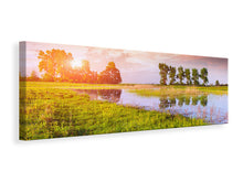 Laden Sie das Bild in den Galerie-Viewer, Leinwandbild Panorama Sonnenuntergang am See