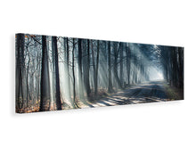 Laden Sie das Bild in den Galerie-Viewer, Leinwandbild Panorama Wald im Lichtstrahl