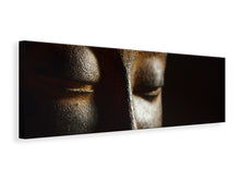 Laden Sie das Bild in den Galerie-Viewer, Leinwandbild Panorama Close up Buddha Kopf