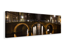 Laden Sie das Bild in den Galerie-Viewer, Leinwandbild Panorama Nachts in Amsterdam