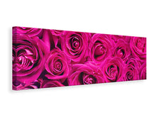 Laden Sie das Bild in den Galerie-Viewer, Leinwandbild Panorama Rosenblüten in pink