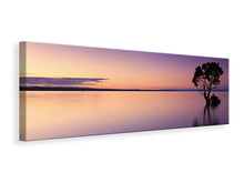 Laden Sie das Bild in den Galerie-Viewer, Leinwandbild Panorama Sonnenuntergang am Baum im Wasser