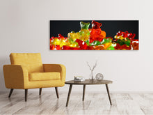 Laden Sie das Bild in den Galerie-Viewer, Leinwandbild Panorama Bunte Gummibärchen