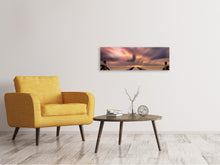 Laden Sie das Bild in den Galerie-Viewer, Leinwandbild Panorama Spektakulärer Sonnenuntergang auf der Brücke