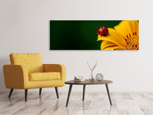 Laden Sie das Bild in den Galerie-Viewer, Leinwandbild Panorama Marienkäfer auf der Sonnenblume